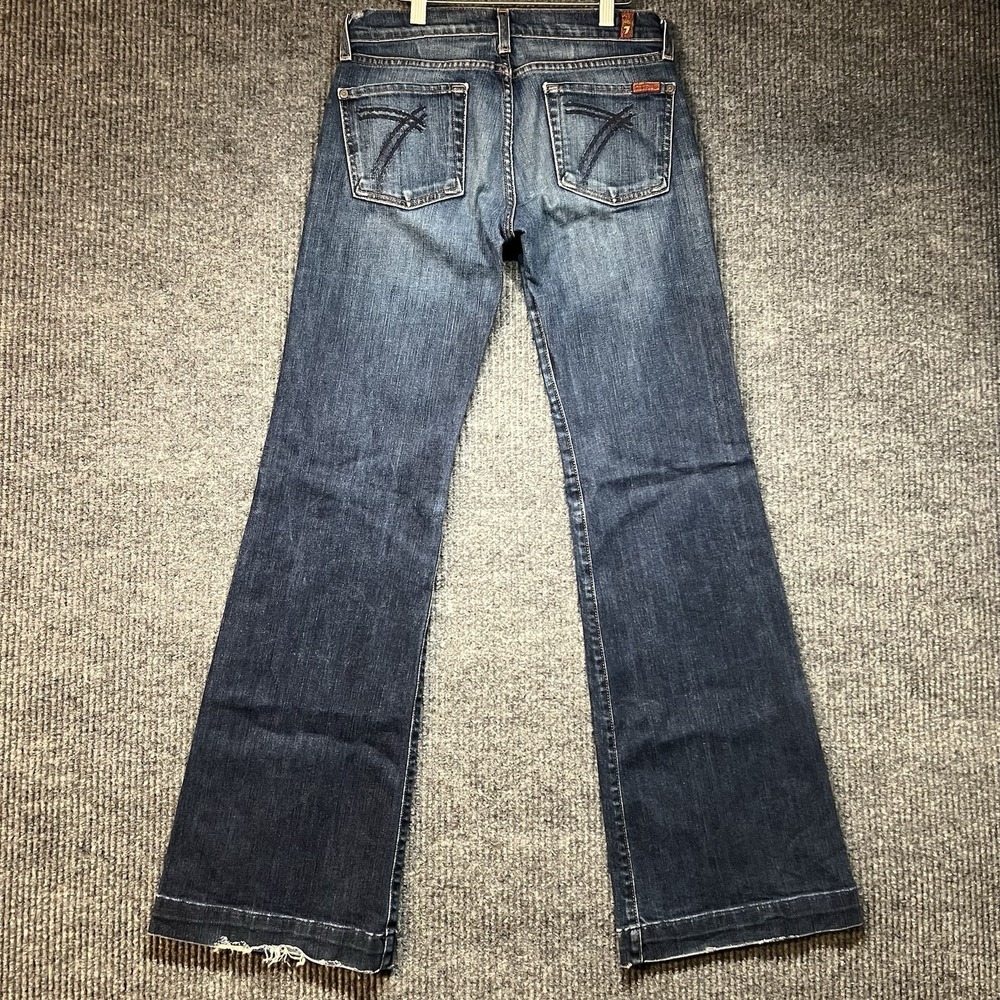 7 For All Mankind Dojo Jeans Wide Leg Flare Dark Wash Blue Jeans Womens Size 28